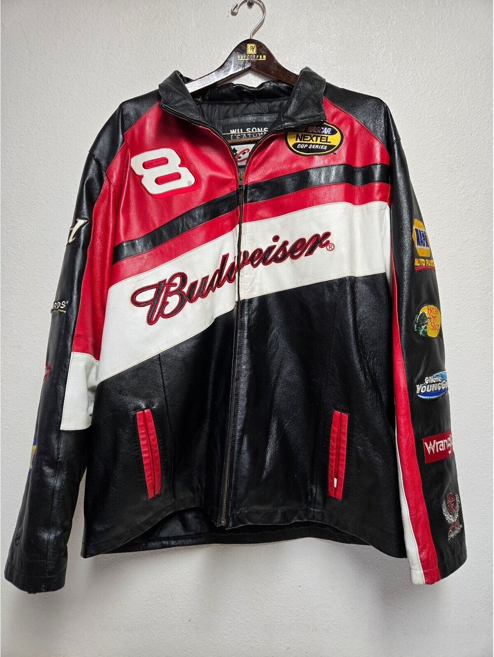 Vintage Dale Earnhardt Jr Wilson’s Leather Budweiser Ricing Jacket Men’s XL